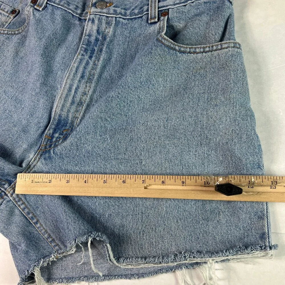 Y2K Levi's Jeans Shorts Men 35* 560 Loose Blue Faded Cut Off Denim Jorts Tag 36